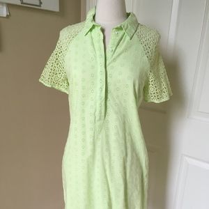 J.Crew 4 neon yellow eyelet shirt dress